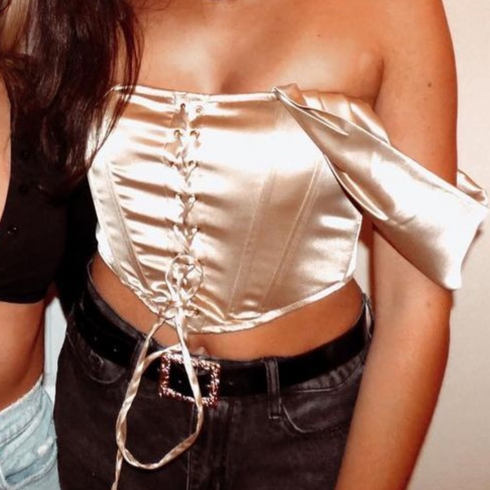 Fashionnova Tan silk corset